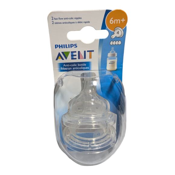 Philips Avent Anti-colic Bottle Nipples 6m 6 Month Fast Flow New Sealed - Picture 1 of 4
